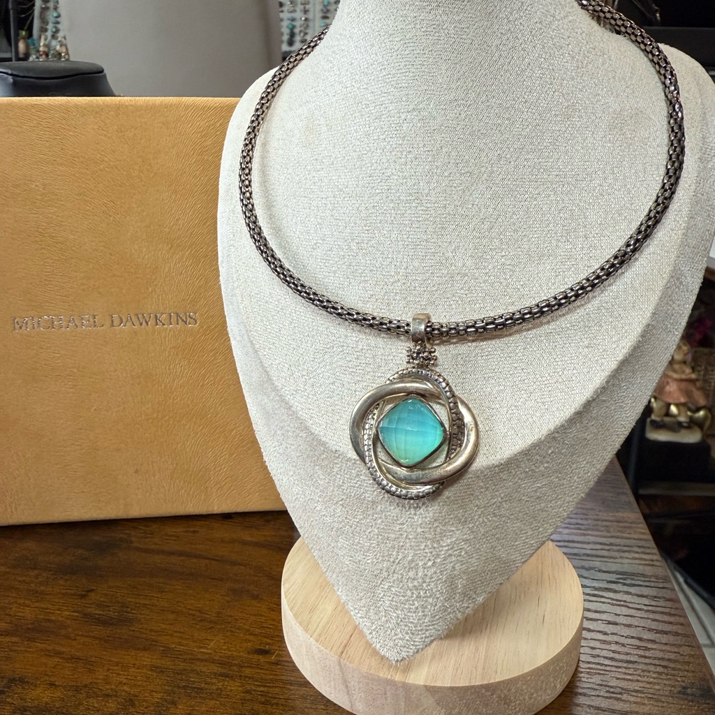 Michael Dawkins Sterling Silver Aqua Quartz Necklace